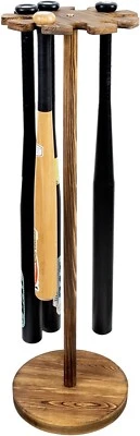 Freestanding Rustic Wood Baseball Bat Display Rack, Bat Holder, Holds 9 Bats - Image 1 of 4