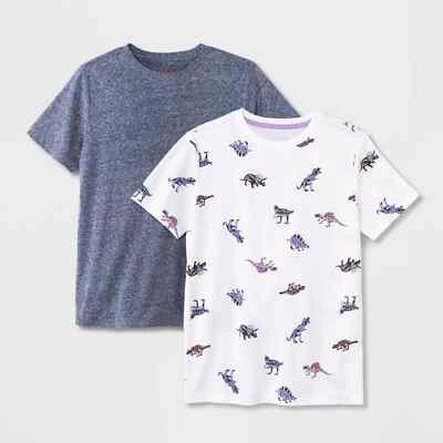 Boys' 2pk Favorite Short Sleeve T-Shirt - Cat & Jack Navy/White S 6-7 - Image 1 of 2