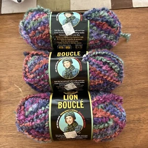 3 Skeins Lion Brand Boucle Yarn Wild Berries Mohair Blend 2.5 oz Super Bulky New - Picture 1 of 6