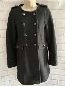 Lands' End para mujer, talla 6, abrigo negro, mezcla de lana, doble pecho - Imagen 1 de 10