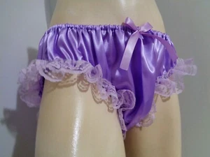 adult sissy lavender * * frilly men satiny bikini panties bloomer dress-up 34-48 - Picture 1 of 4