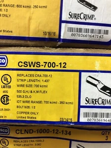 Ilsco CSWS-700-12 700 KCMIL Crimp 1 hole, (BOX WITH 3) New Open Box - Picture 1 of 2