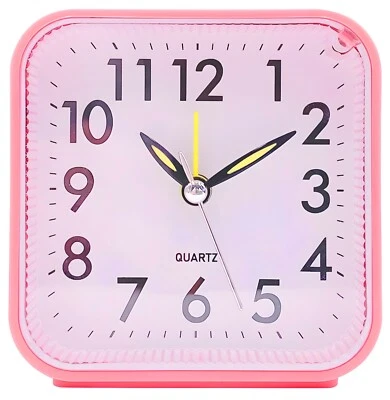 Travel Alarm Clock - Silent Analog, Battery Operated, No Ticking, with Light - Image 1 of 2