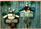 Frosty & Santa Wood & Paint Pattern Primitive Cottage Country Christmas Chill