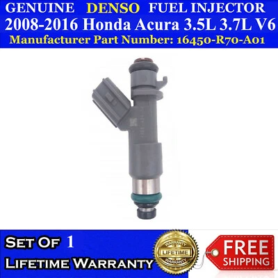 Одинарный подлинный топливный инжектор Denso для 08–16 Honda Accord 3,5 л V6 16450-R70-A01 - Изображение 1 из 3