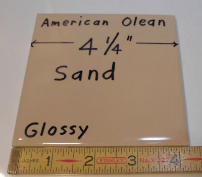 1 件 Sand-Brown:4-1/4 英寸光泽陶瓷瓷砖 American Olean 制作,1970-80 年代制造 — 第 1/4 张图片