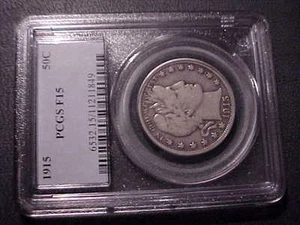 PCGS  F-15  1915-p  Barber Half Dollar   LITY more than half of BER  138K Minted - Picture 1 of 5