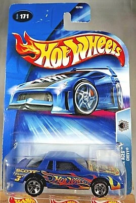 Hot Wheels #171 Track Aces 2004 Chevy azul con ruedas cromadas de 5 radios Tailandia Foto 1 de 4