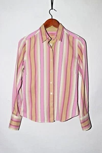 Robert Graham Women's Shirt Cotton Soft Pink Stripe Contrast Cuff size 4 - Picture 1 of 7