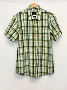 prAna Mens Button Down Shirt L Green Gray Plaid Short Sleeve Pocket Logo - Picture 1 of 10