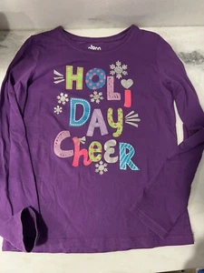 girls long sleeve purple holiday shirt size 14/16 - Picture 1 of 4