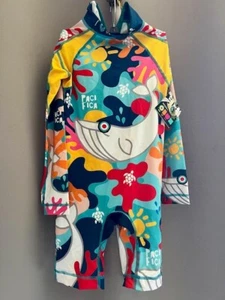 KRIO + COLOR Girl's Swimsuit UV protection Size 6-8 Multicolor with headband - Picture 1 of 9