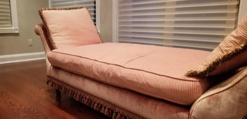 Stoneleigh Ltd. Antique Pink Daybed Backless Couch Chaise with Wooden Legs Cover