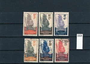 Gabon, 1924-30, overprint "Afrique Equatoriale", Mi 101-104, 106, 108, used, MNG - Picture 1 of 2