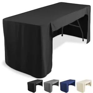 6' Fitted Tablecloth Cover with Open Back for Trade Show/Banquet/DJ Table - Picture 1 of 25