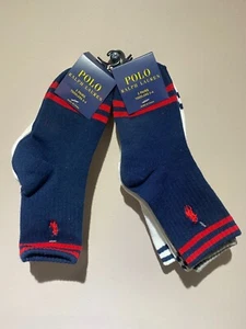 2 Packs Polo Ralph Lauren Crew Socks (6 pairs) Toddler Size 2-4 Blue White Gray - Picture 1 of 4