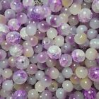 UK Loose Glass Beads/Crackle Beads for bracelet making in Taro Bubbletea