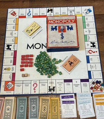 1930’s Monopoly board Game Parker Brothers Vintage complete with instructions  - Image 1 of 4