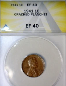 1941 ERROR ANACS EF 40 CRACKED Planchet Lincoln Wheat Cent NICE XF Coin  NR - Picture 1 of 10