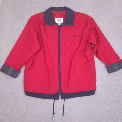 Abrigo de calle Mulberry vintage para mujer grande forrado rojo chaqueta de bombardero cremallera manga 3/4 Foto 1 de 4