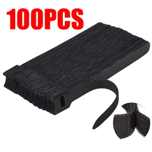 100Pcs Cable Straps Wire Cord Hook Loop Ties Fastening Reusable Organizer - Picture 1 of 9