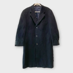 Lauren Ralph Lauren Cashmere Wool Overcoat Mens 44R Navy Blue Italian $495 - Picture 1 of 7