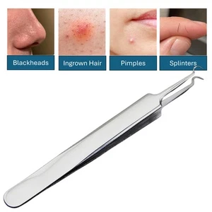 Curved Acne Remover Tweezer Blackhead Extractor Stainless Steel Clip Tool - Picture 1 of 17