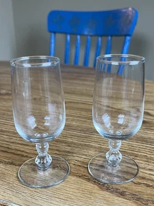 Vintage Bohemian Crystal Clear Glass Cordial Glasses Set of 2 ~ 4” Tall - Picture 1 of 7