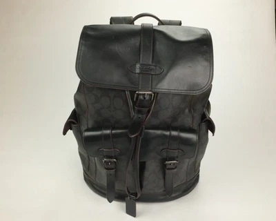 Mochila COACH F50044 Hudson en lona exclusiva y cuero negro Foto 1 de 4