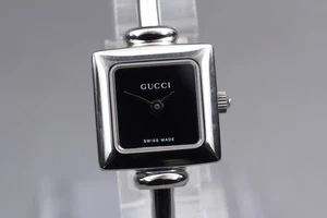 [N NEUWERTIG mit Box Papier] Gucci 1900L silber schwarzes Zifferblatt quadratisch Damen Quarzuhr - Bild 1 von 11
