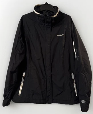 Columbia Mujer XL Bugaboo Omni-Tech Impermeable Transpirable Chaqueta Negra Cremallera Foto 1 de 4