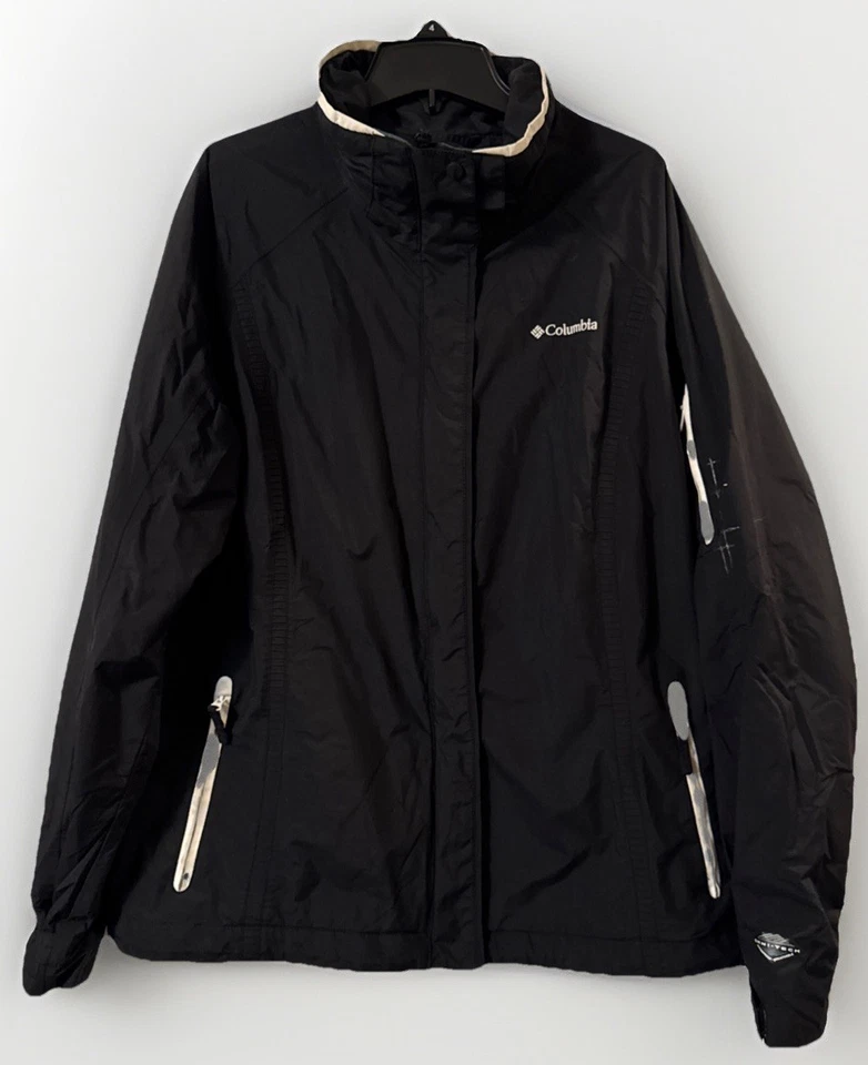 Columbia Mujer XL Bugaboo Omni-Tech Impermeable Transpirable Chaqueta Negra Cremallera Foto 1 de 4