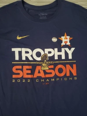 NIKE HOUSTON ASTROS 2022 Trophy Season T Shirt Tee Blue 2XL XXL World Series NEW - Image 1 of 3