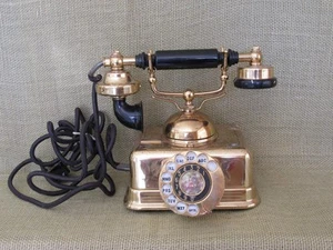 Vintage French Style Brass ROTARY DIAL TELEPHONE 1960s Model DO-8 ~ Untested - Bild 1 von 23