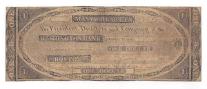 1843 The Washington Bank, Boston, Ma - $1 Obsolete CTFT Note D0869 - Picture 1 of 2