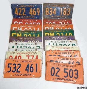 19 Vintage Illinois License Plates 1960/1961/1962/1963/1964/1965/1966/1969 - Picture 1 of 11