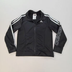 Adidas Sweater Girls Medium Black Fleece Full Zip Outdoor Lightweight Youth Kids - Picture 1 of 8