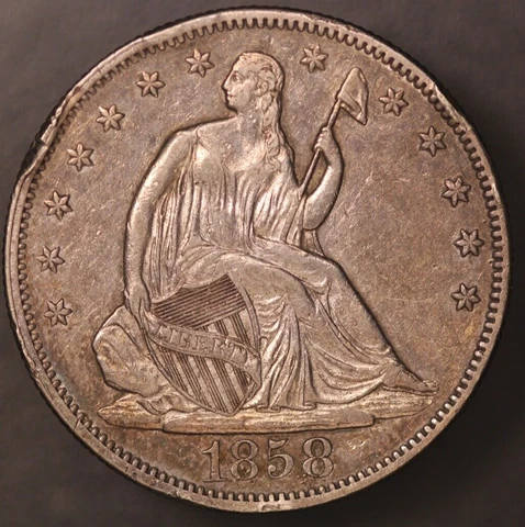 1858 LIBERTY SEATED QUARTER / FRESH FROM ORIGINAL COLLECTION LOT AA-5084 Cover