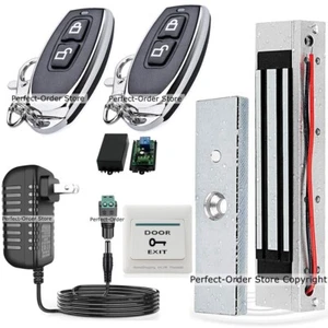 Sistema de control de acceso a puerta + cerradura magnética eléctrica + 2 controles remotos receptores inalámbricos - Imagen 1 de 9