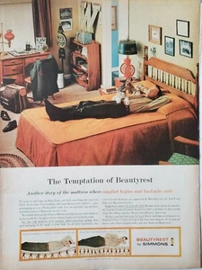 Colchón Simmons Beautyrest 1959 estampado anuncio efímero decoración artística de pared - Imagen 1 de 1