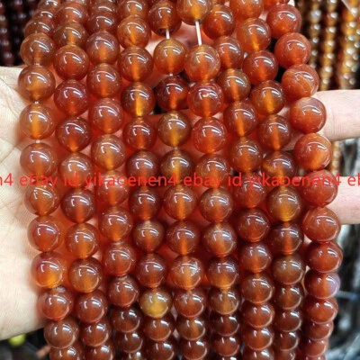 Pretty Natural 6/8/10/12mm Red Carnelian Gemstone Round Loose Beads 15'' Strand - Image 1 of 4