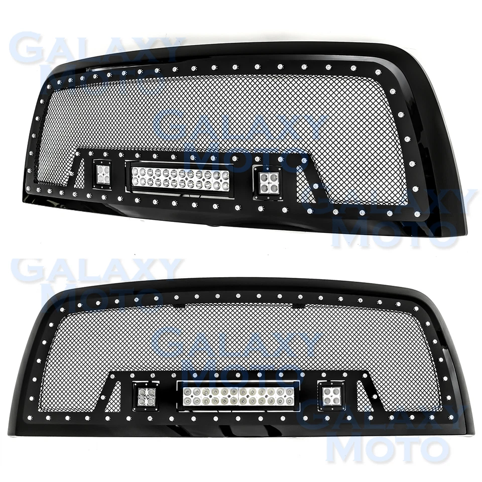 Rejilla de malla negra SS + carcasa negra + con luces LED para Dodge RAM 2500/3500 10-17  Foto 1 de 3