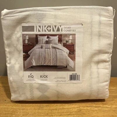 INK+IVY Imani 100% Cotton Duvet Mid Century Modern Design Stripes Geometric F/Q - Image 1 of 3
