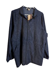 CJ Banks giacca leggera donna 1X blu/grigio fantasia floreale full zip lunghezza ginocchio N - Foto 1 di 7