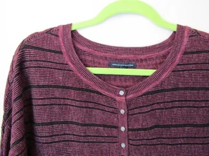 American Eagle L Red Purple Striped Oversized Boxy Dolman Batwing Crop Sweater - Picture 1 of 4