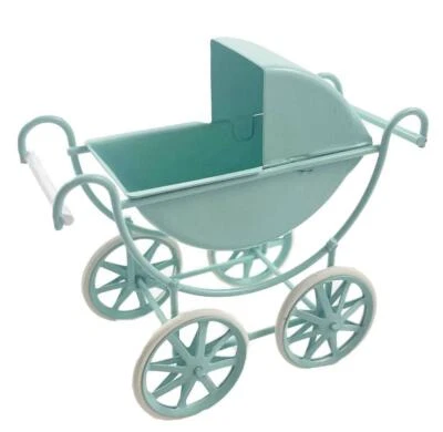 Casa Delle Bambole Azzurro Carrozzina Metallo Vecchio Stile Vivaio Mobili 1:12 - Immagine 1 di 4