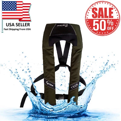 A+++ Adult Inflatable Life Jacket  Vest Lifesaving PFD Olive CO2 Reaming kit - Image 1 of 4