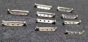 BULK 10 SILVER TONE METAL BROOCH SAFETY PIN ATTACHMENT BAR CLIP 1 1/4" L - Picture 1 of 7