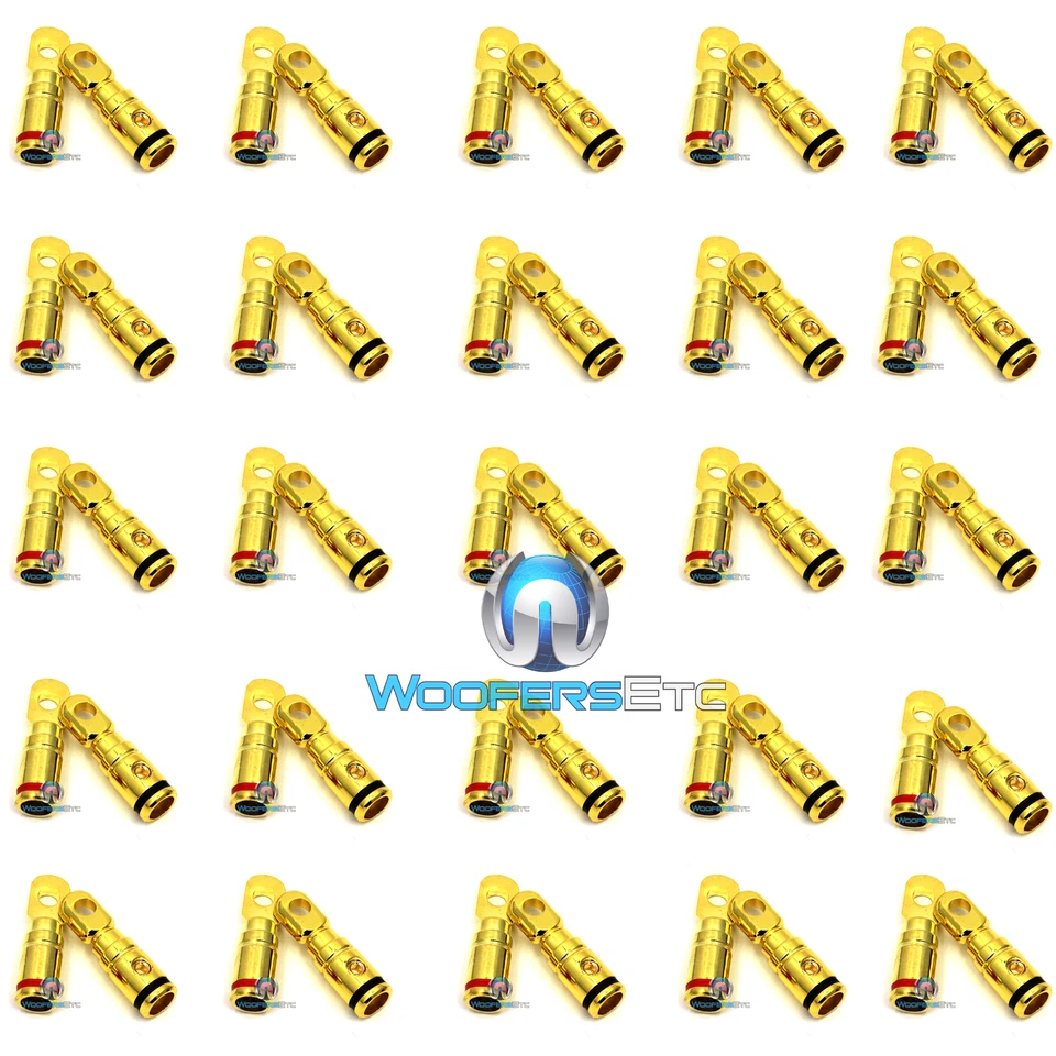 Pair Rt-8546 Platinum Metal 4 Gauge Wire Battery Capacitor Amp Ring Terminals