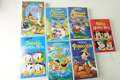 6 Walt Disney VHS Zeichentrickfilme Bambi Bernhard&Bianca Pinocchio Cap ...X-40 - Bild 1 von 4